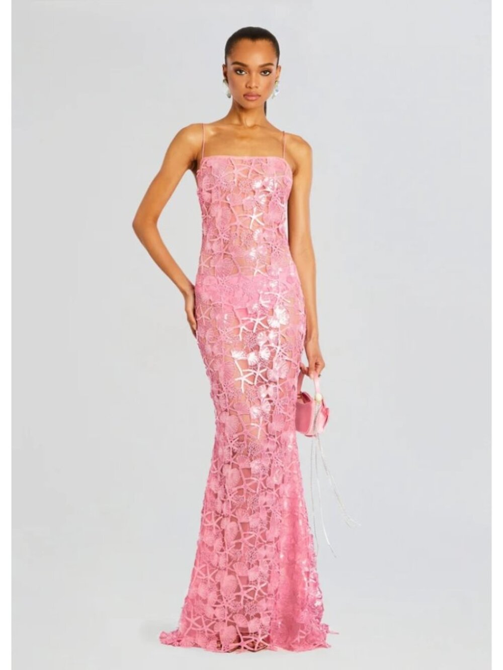 Retrofete Delaina Dress Pink Sequin Lace Backless Evening Gala Party Size XXS